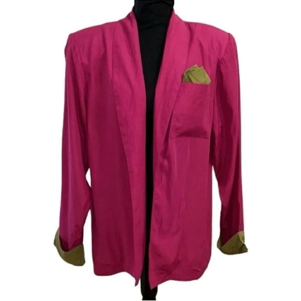 Maren Vintage Pink and Green Vintage Open Front
Blazer(Size Medium)